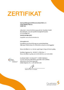 Kolping Koeln Zertifikat Qualitätsmanagement 2023